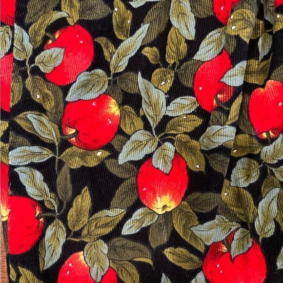 Red/green apple print lightweight corduroy vintage jumpsuit - Picture 6 of 6